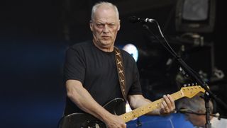 David Gilmour performing live onstage in Koenigsplatz, Munich