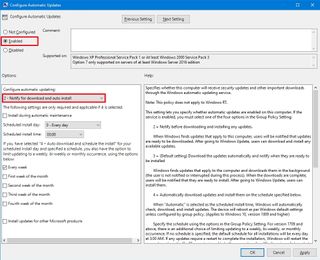 Windows Update automatic update Group Policy settings