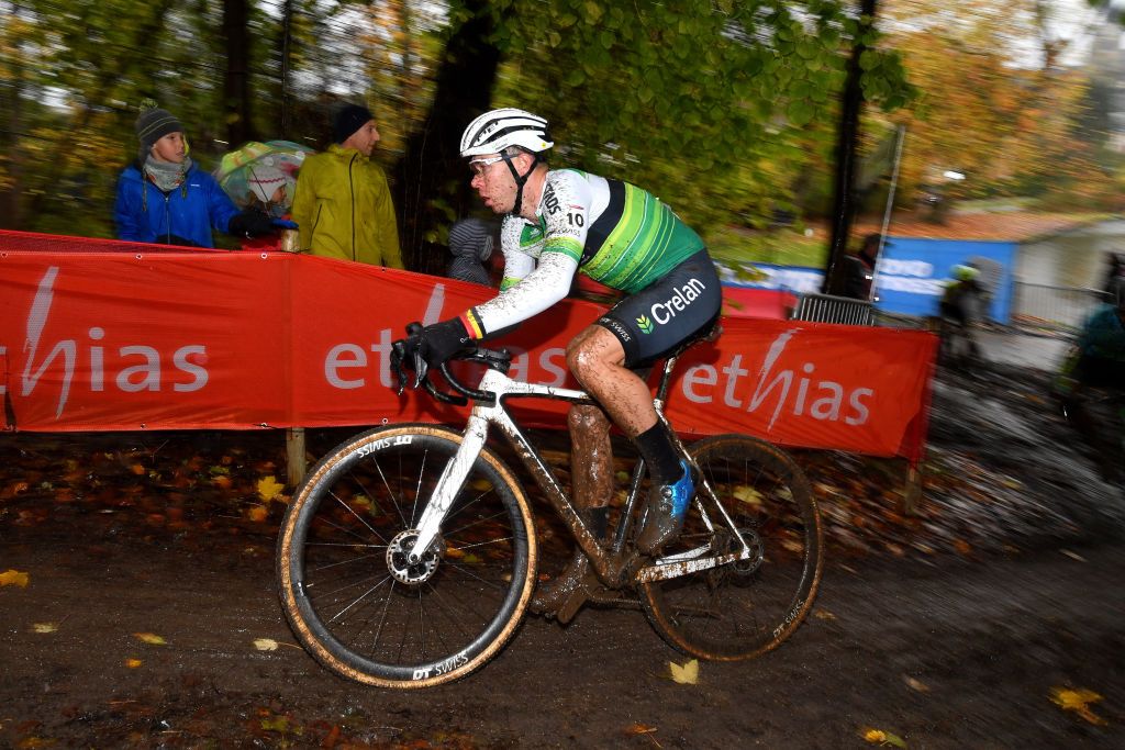 OVERIJSE BELGIUM NOVEMBER 20 Laurens Sweeck of Belgium and Team CrelanFristads competes during the 62nd UCI Cyclocross World Cup Druivencross Overijse 2022 Mens Elite CXWorldCup Overijse Cyclocross on November 20 2022 in Overijse Belgium Photo by Luc ClaessenGetty Images