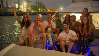  Ben Belack, Farrah Brittany, Alexia Umansky and other cast members of Buying Beverly Hills season 2 on a boat