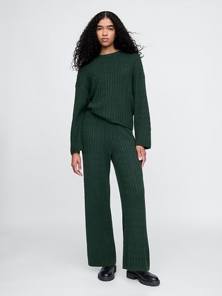 Cashsoft Cable-Knit Sweater Pants