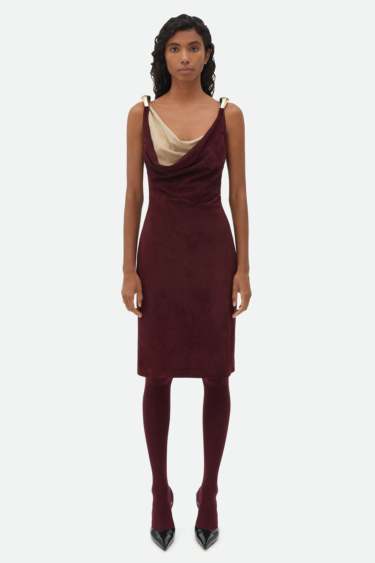 Bottega Veneta Fluid Metal Detailed Midi Dress