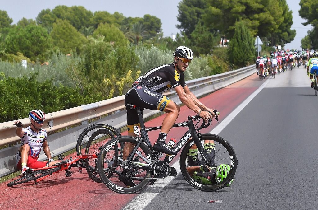 Jay Robert Thompson gets held up by a mid-stage crash