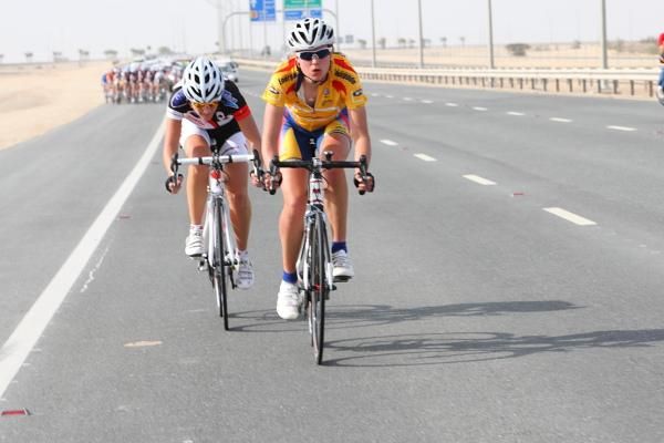 Trine Schmidt (MTN) and Veronica Andreasson (Lotto Ladies Team) are about to be caught by the chasing bunch.