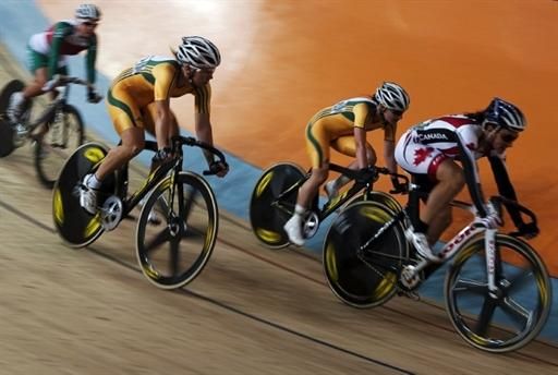 Action in the women's points race final.