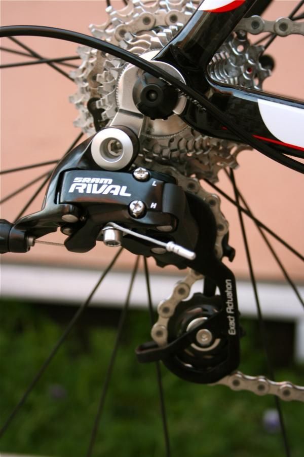 SRAM's Rivel gruppo shifts crisply and is easy to adapt to for Shimano or Campy users.