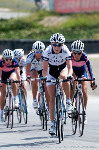 Rushlee Buchanan (Colavita) leads the break.