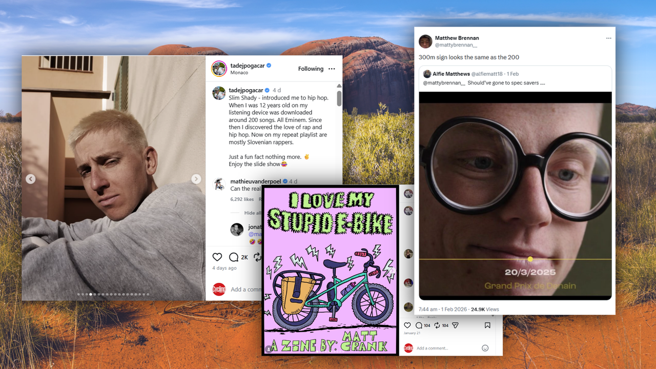 Screenshots of instagram posts over a photo of the Australian outback