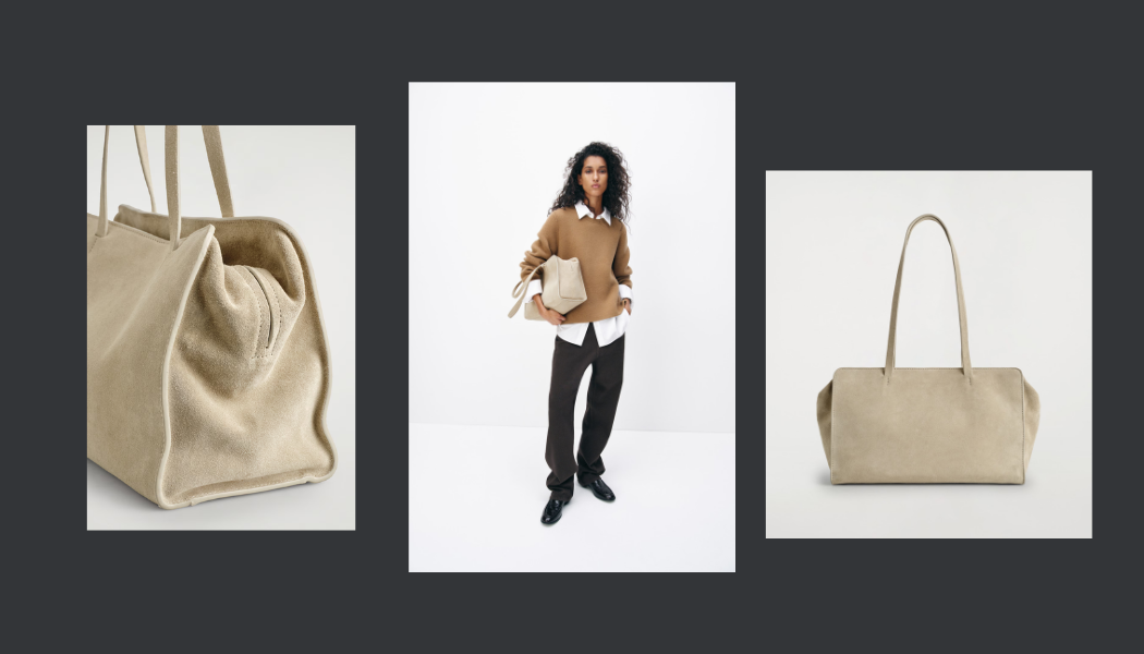 The COS Marais suede bowling bag, on sale for Black Friday
