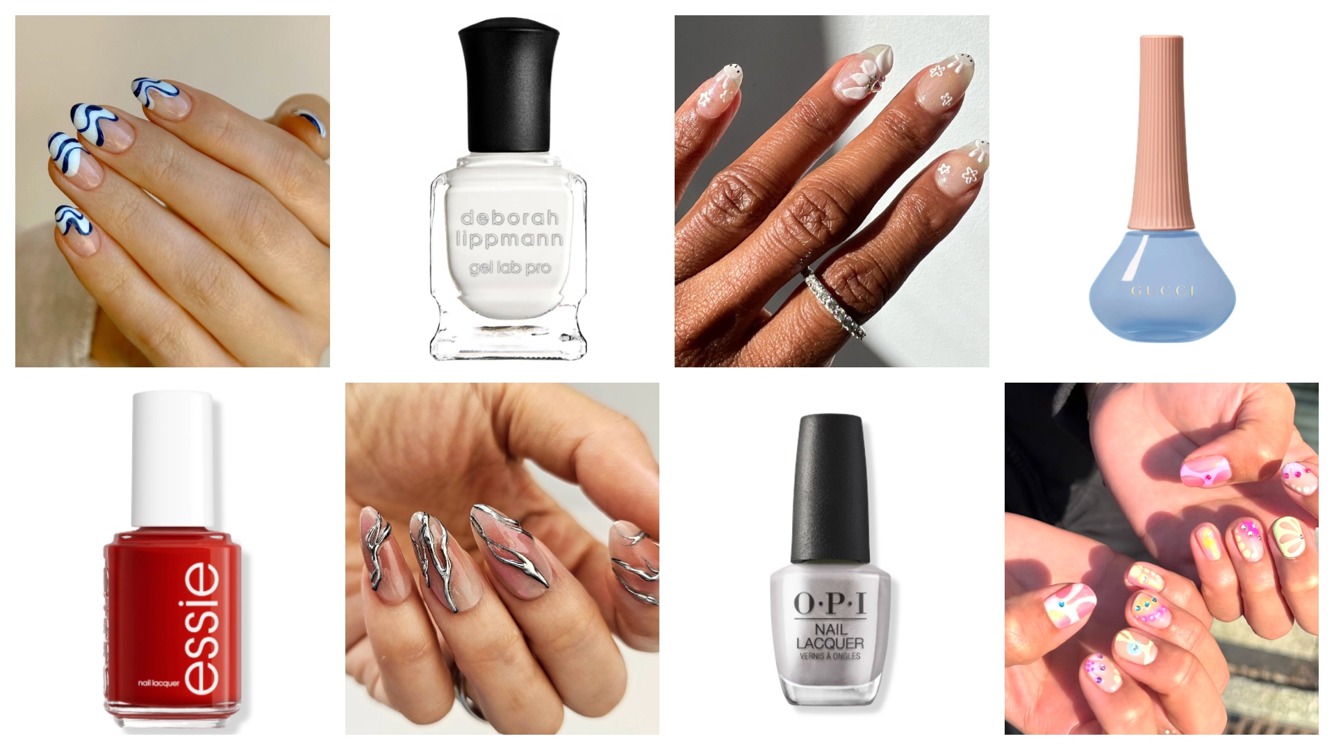 collage of nail looks of the week