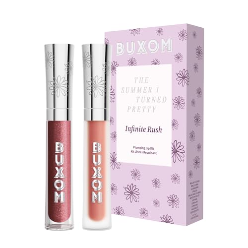 Buxom &amp;amp; the Summer I Turned Pretty - Infinite Rush Lip Gloss Kit, Limited Edition Plumping and Moisturizing Formula for Fuller-Looking Lips and High Shine Finish, Includes Two Full-Size Lip Glosses