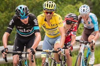 Chris Froome, Alberto Contador and Richie Porte at the head of affairs during stage 5 at the Criterium du Dauphine