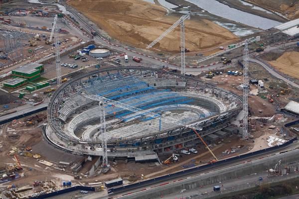 An aerial view of the London 2012 Velodrome.