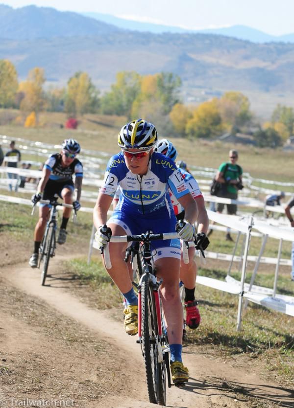 Georgia Gould (Luna Pro Team) leading the race on lap two