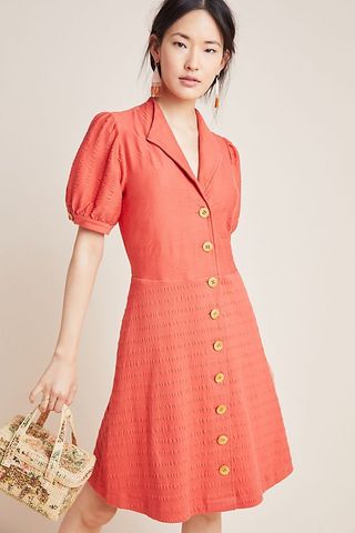 Collared Button-Front Dress