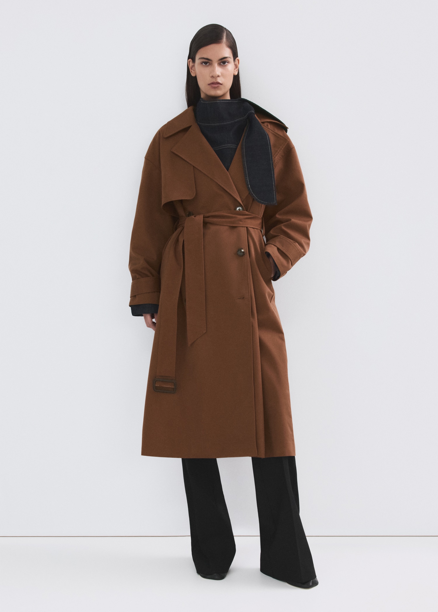 Long Double-Breasted Trench Coat - Women | Mango United Kingdom
