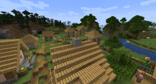 MInecraft 1.17 features - a lightning rod sits atop a wooden house