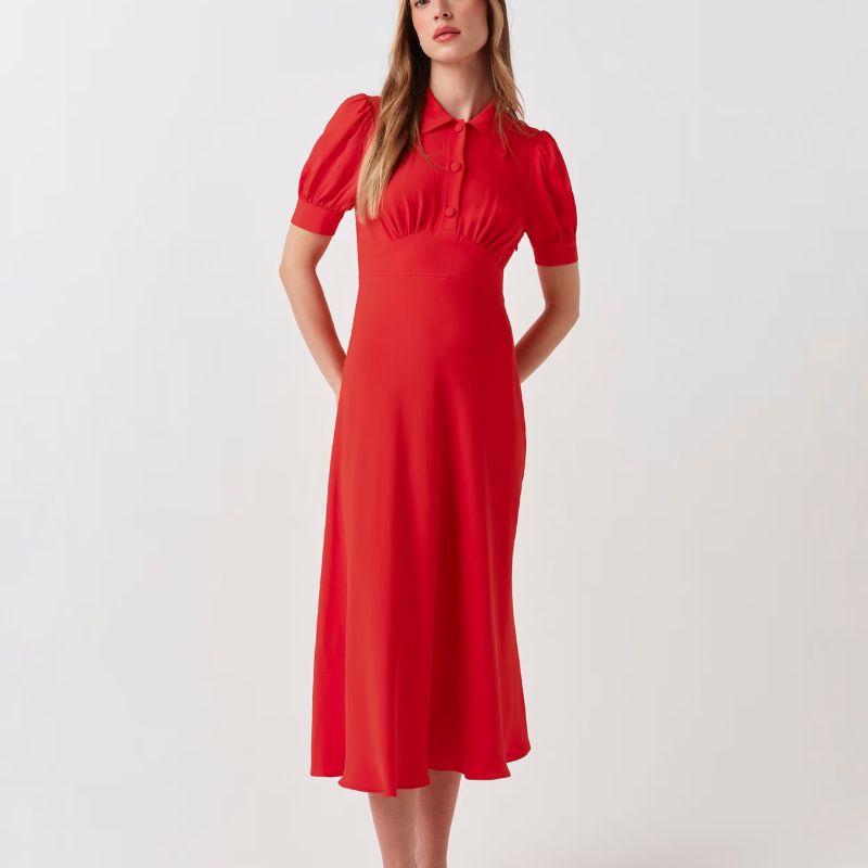 Ghost, Collared Button Front Midi Tea Dress