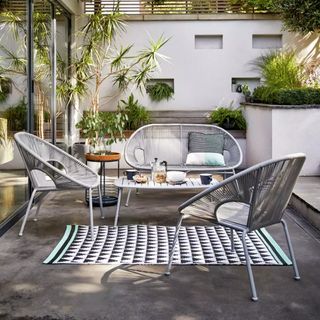 A grey outdoor sofa set