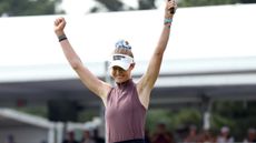 Nelly Korda celebrates winning the Chevron Championship
