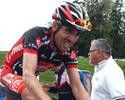 David Arroyo (Caisse d'Epargne) shows the strain of tackling the 25-kilometre climb to the finish.