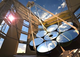 Artist's illustration of the Giant Magellan Telescope (GMT), which will be built atop Las Campanas Peak in Chile. The observatory will likely begin science operations in 2021 or 2022.