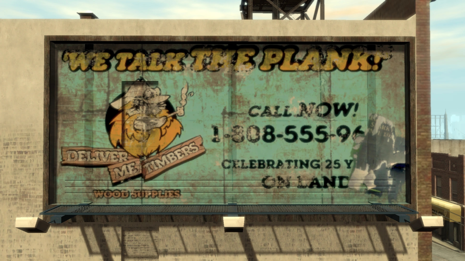 The Deliver Me Timbers billboard on Carson Street in GTA 4