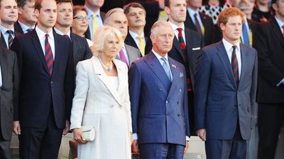 Prince William, Duke of Cambridge, Camilla, Duchess of Cornwall, Charles, Prince of Wales and Prince Harry attend the Opening Ceremony of the Invictus Games at Olympic Park