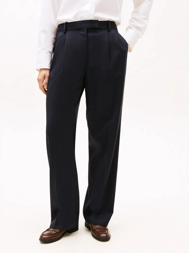 Timeless Pleated Relaxed Straight Leg Trousers