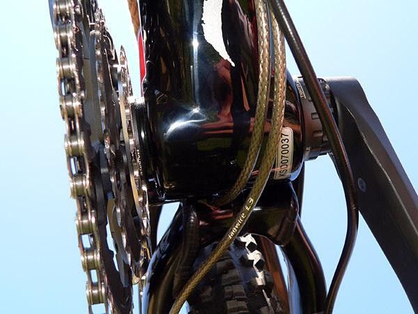The down tube is larger in diameter throughout its length