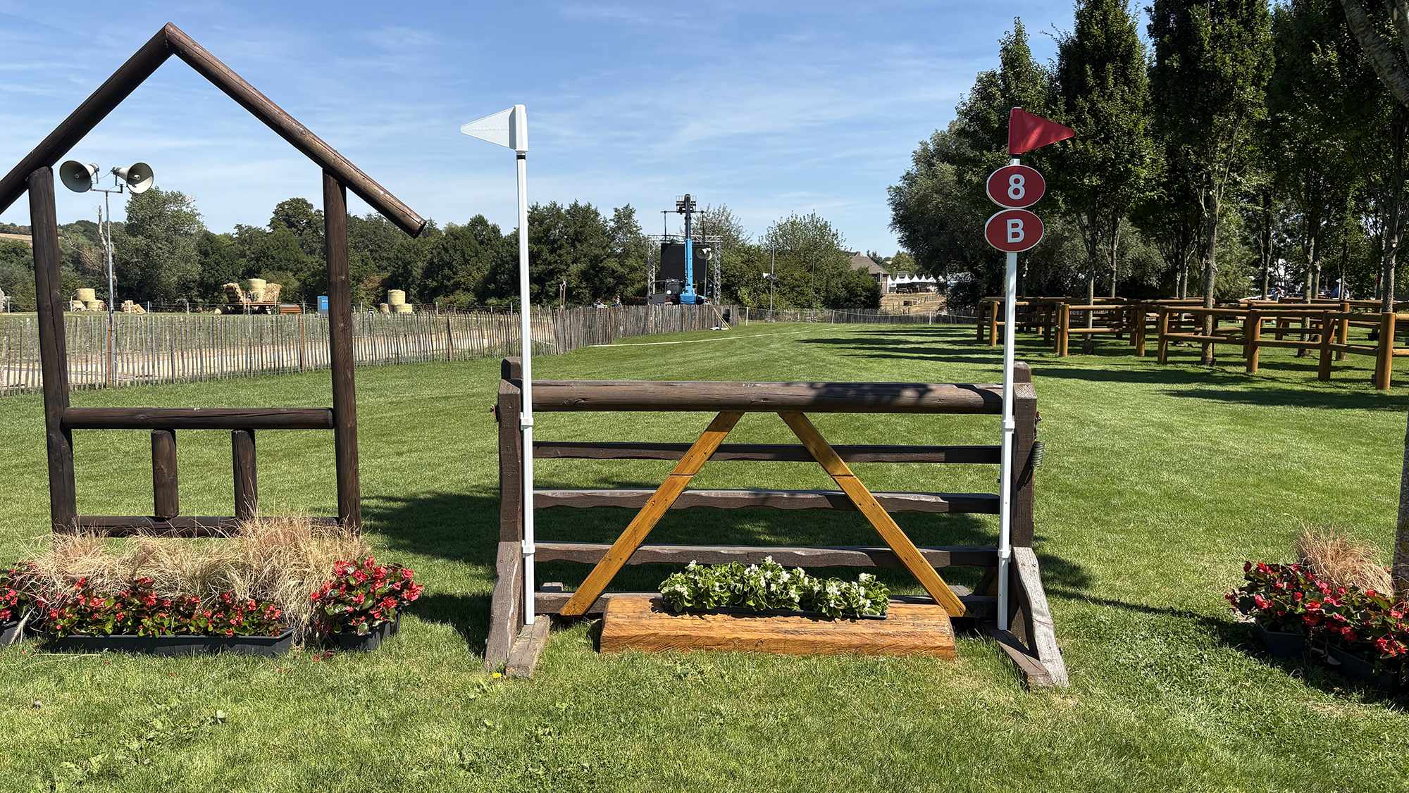 A gate on the Aachen eventing World Championships cross-country course