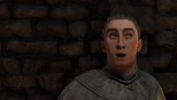 Brother Holger, a monk caretaker at the Temple of the Ancestor Moths, looks surprised