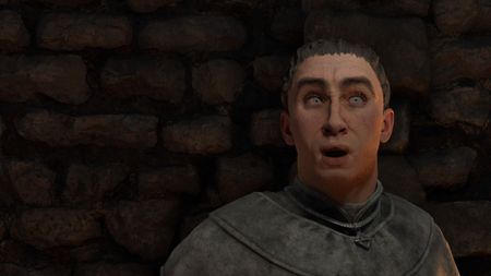 Brother Holger, a monk caretaker at the Temple of the Ancestor Moths, looks surprised