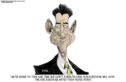 Political Cartoon U.S. Paul Ryan GOP Health care American Health Care Act Obamacare
