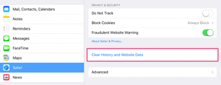 safari ios clear history