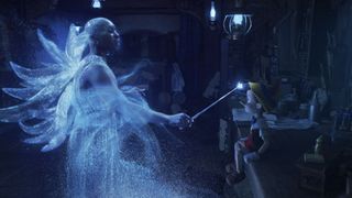 Cynthia Erivo's Blue Fairy casts a spell on Pinocchio to bring him to life in Disney's live-action remake
