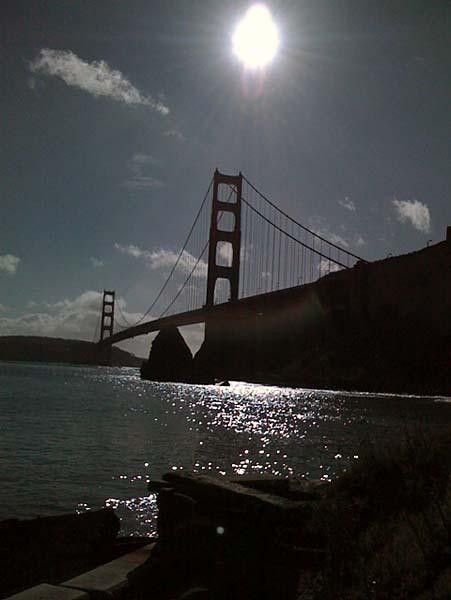 Under the Golden Gate bridge which Tour of California racers recently crossed.