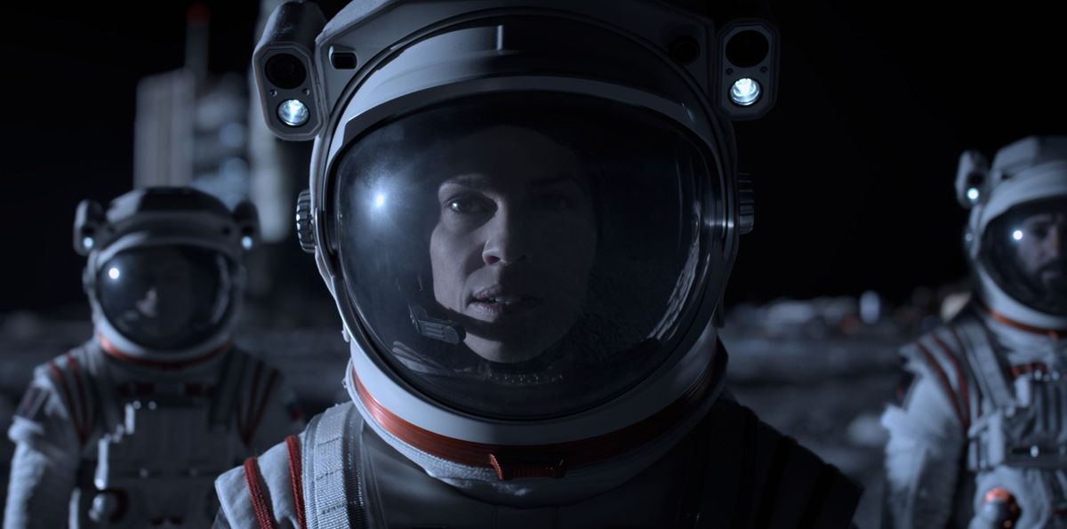 Hillary Swank and crew in Away on Netflix.