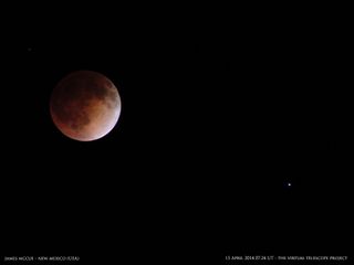 Photographer James McCue of New Mexico took this amazing photo of total lunar eclipse of April 15, 2014. This image was provided by the Virtual Telescope Project via a live webcast.