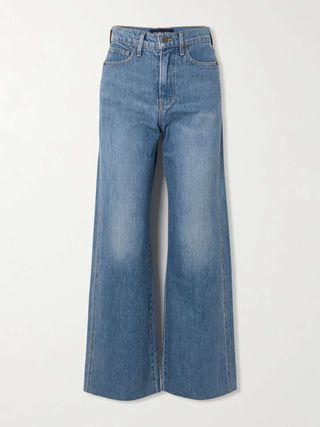 Taylor Frayed High-Rise Wide-Leg Jeans