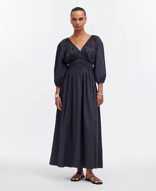 Madewell, Vestido maxi com decote em V e manga balão