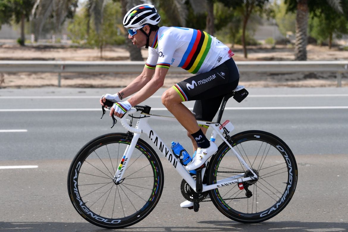 World champion Alejandro Valverde (Movistar) was also in the split