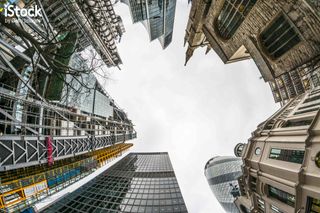 Upward 360 Degree View Of Skyscrapers In London, England by T Bradford