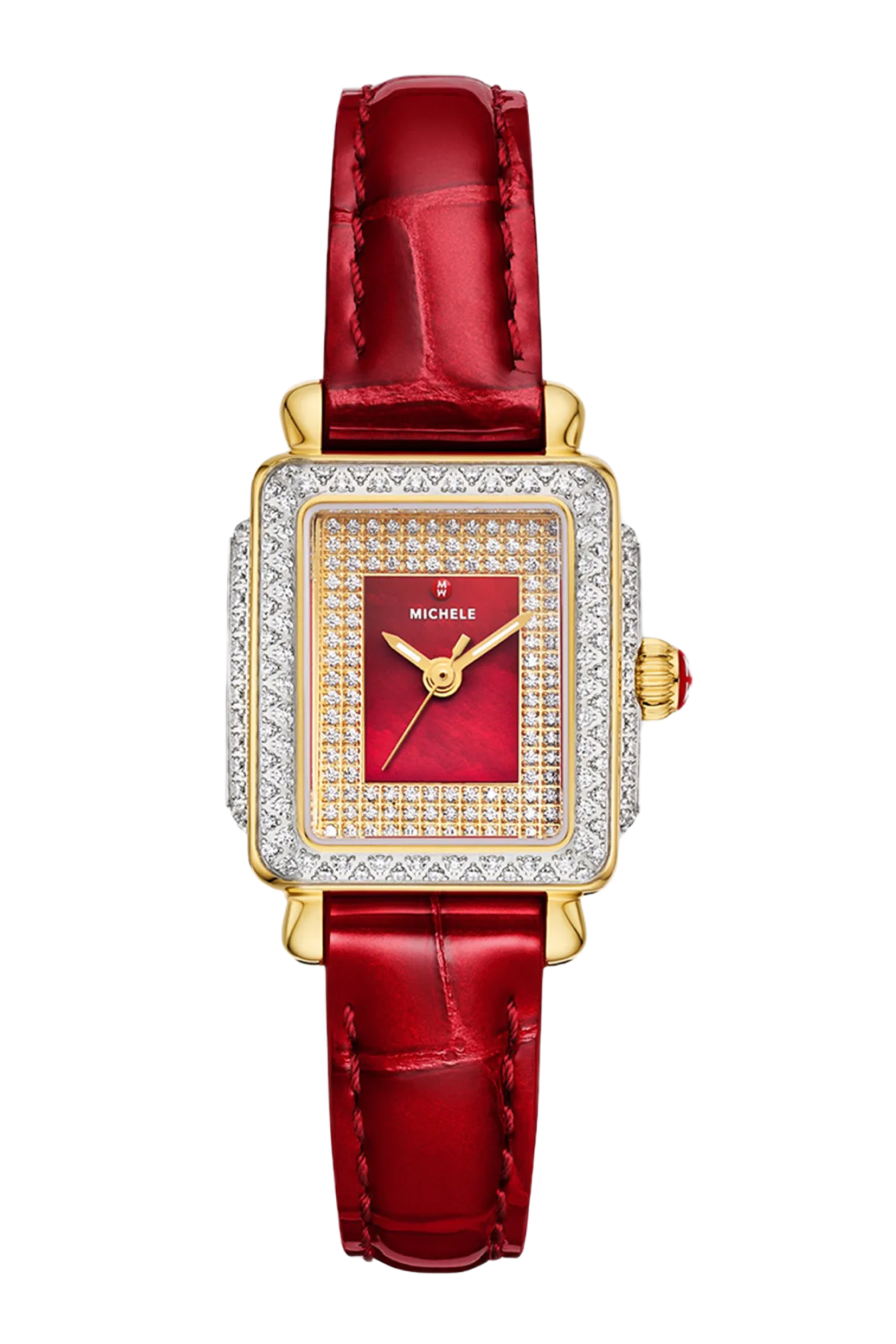 MICHELE Special Edition Deco Madison Red Mini Diamond Pavé Watch
