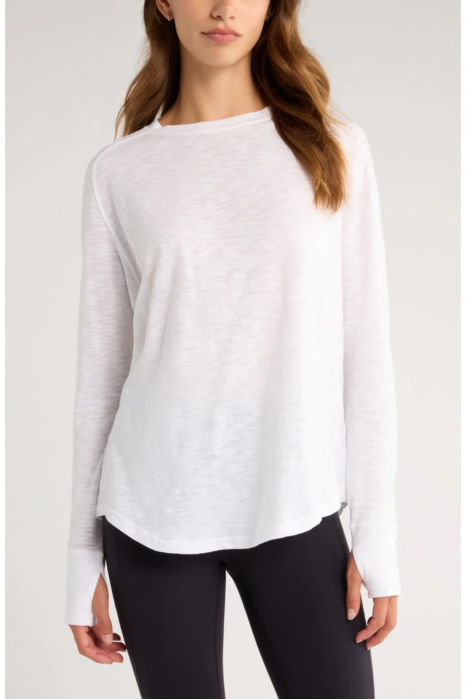 Zella, Relaxed Washed 2.0 Long Sleeve Slub Tee (Was $45)
