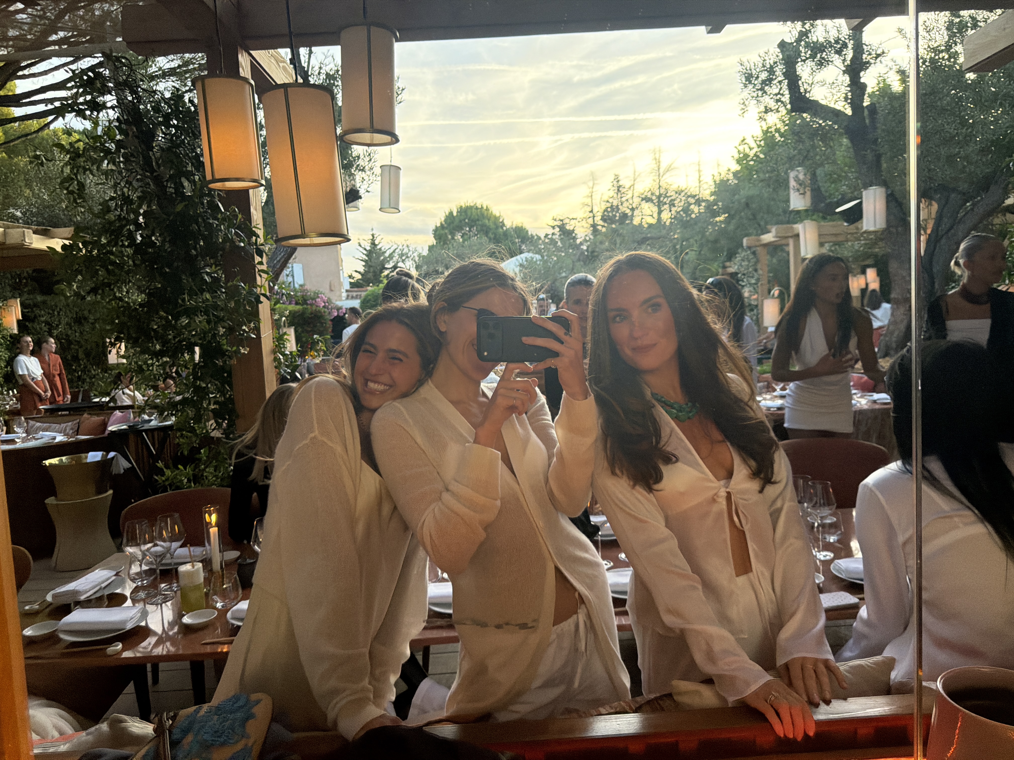 Eliza Huber with Lexi Leader and Kaelie Kelleher at Kinugawa in St. Tropez.