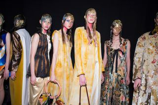 Model showcasing dress at Milan by Marni A/W 2020