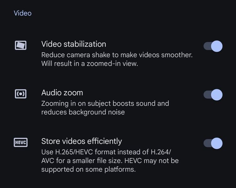 Pixel Camera Settings "New"