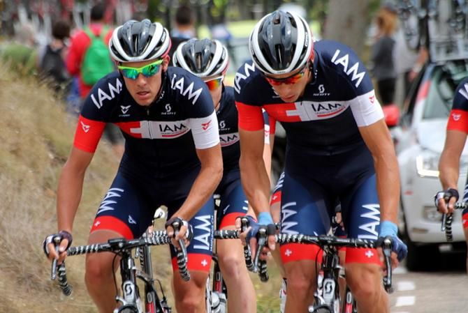 Part of the IAM Cycling squad that later set Pelucchi up for victory