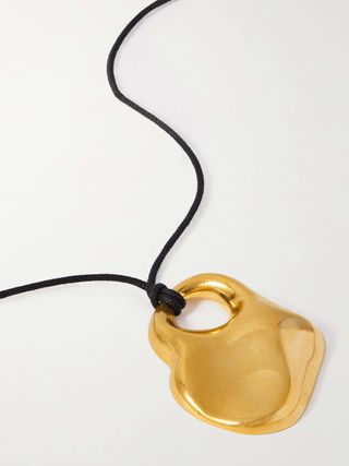 Gold-Tone and Leather Cord Necklace